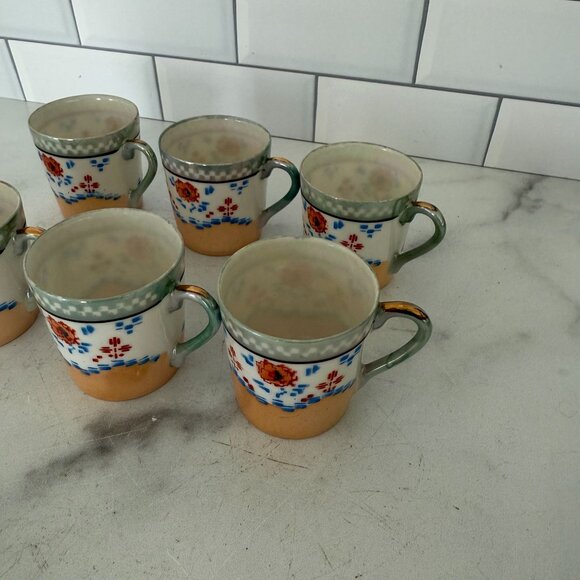 Vintage Chikaramachi Hand-Painted Floral Demitasse Cups Set Of 6 Made In Japan - Picture 4 of 6